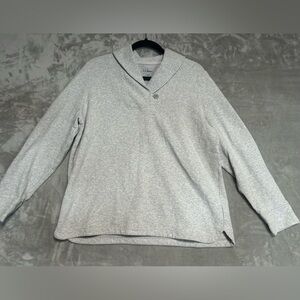 L.L. Bean Long Sleeve Collared Pullover Women’s Large Petite Sailor Gray